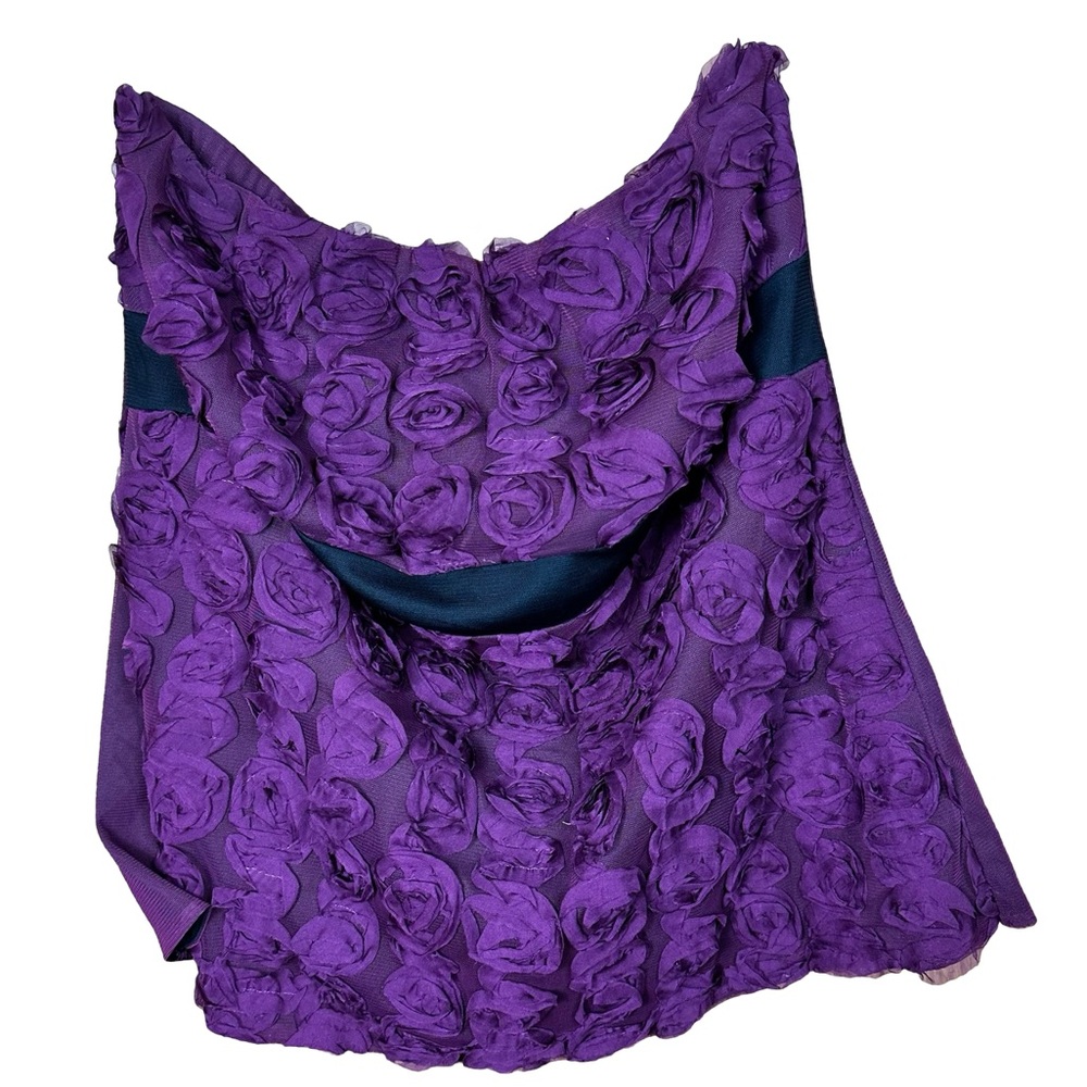 Torrid y2k Strapless Purple Floral Rosette Belted Zip Back Blouse Top Size 1x